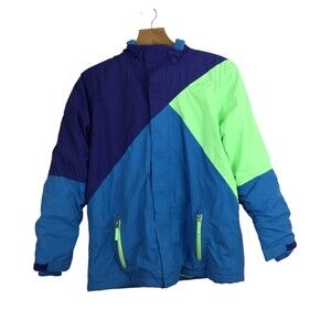 Lands' End Kids Coat Full Zip Hooded Jacket Big Boys Blue Green Sz XL 18-20